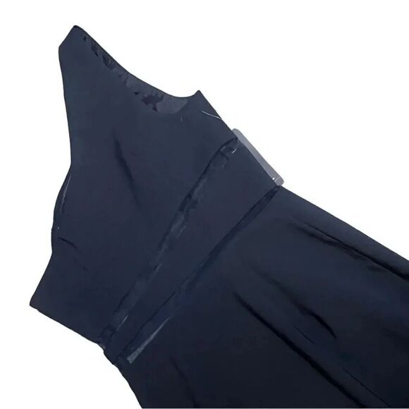 NWT women’s LIV FOSTER twilight navy blue one shoulder crepe maxi formal gown - Picture 6 of 10